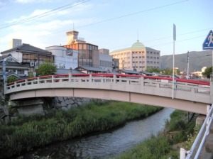 松本市　女鳥羽川　太鼓橋　氾濫